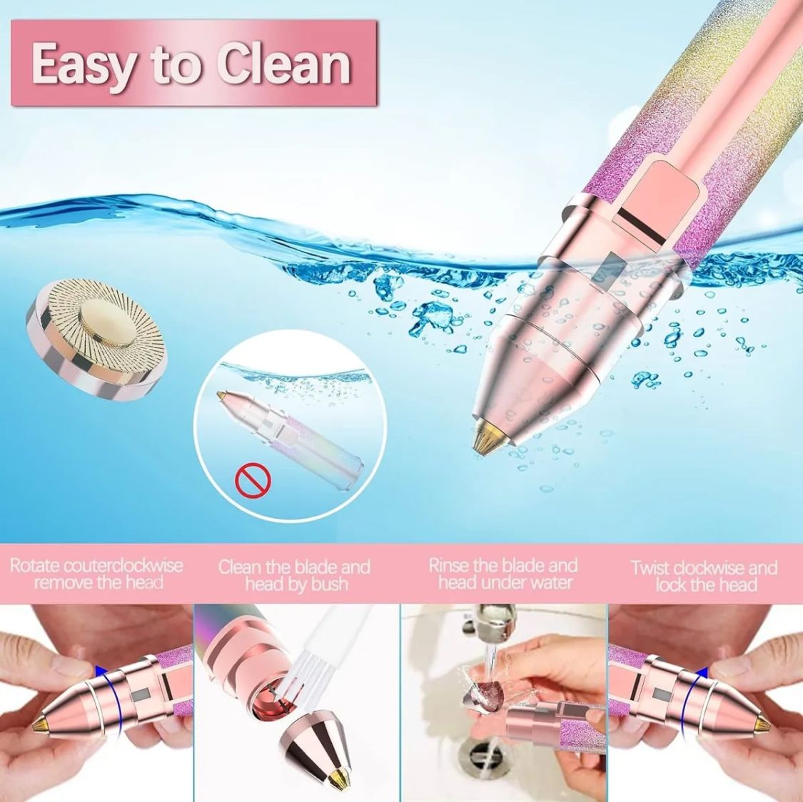 2 in 1 Electric Eyebrow Trimmer and Shaver, Rechargeable Hair Remover for All Parts Use in Pen Flawless